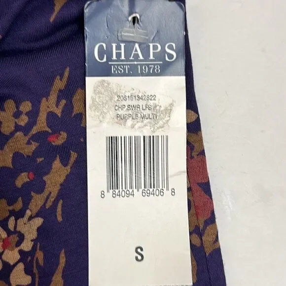 NWT New Chaps Viscose Top Tee Blouse Floral Purple Ruffle Front Sleeveless S - Picture 11 of 13
